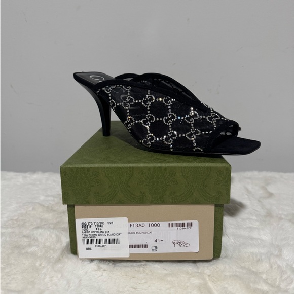 Gucci Black and Silver Women's Heeled Mules - Picture 6 of 6